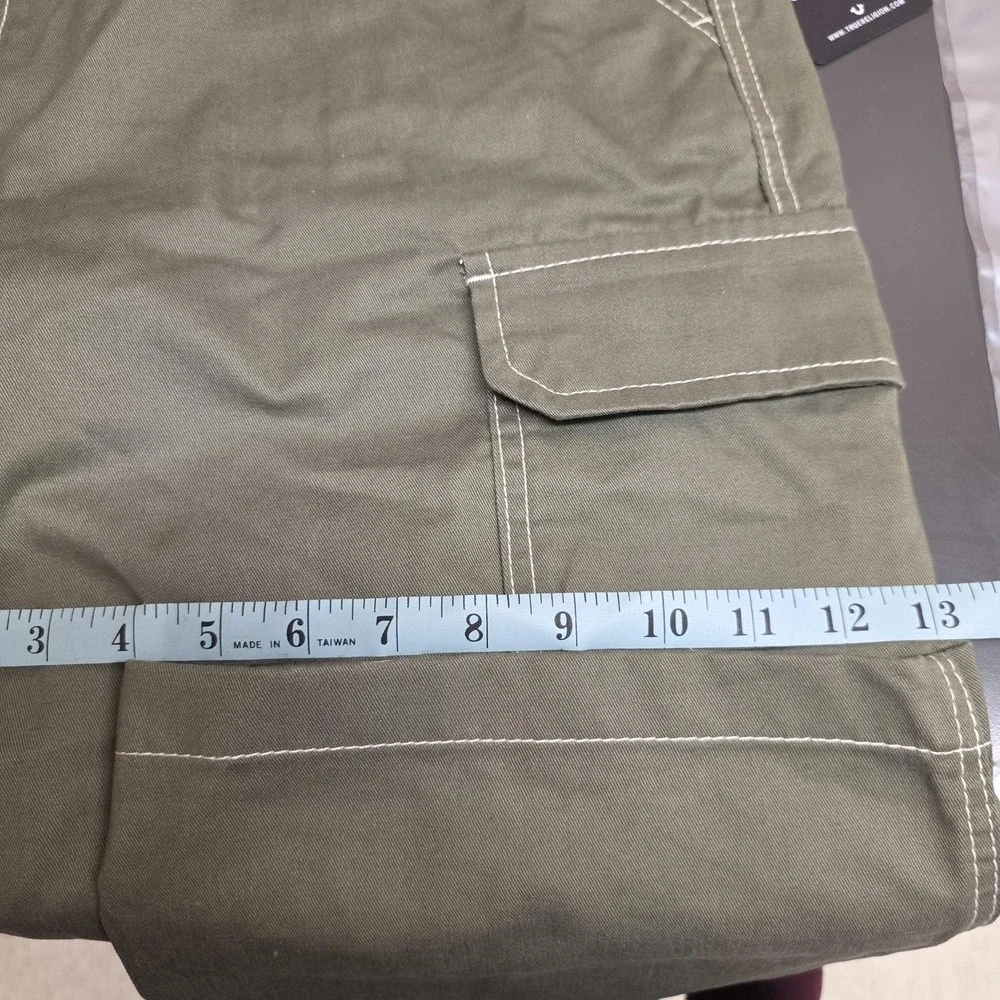 True Religion Cargo Pants Mens 36x34 Green Kalamata Canvas Utility Pockets